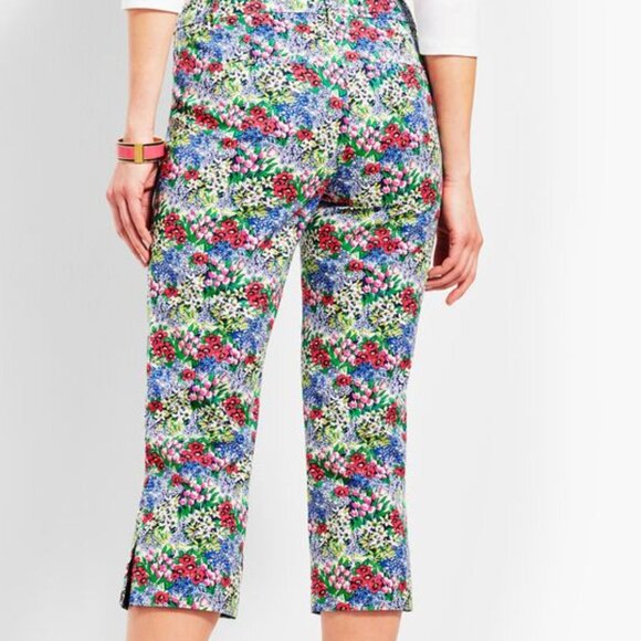 Talbots Womens Perfect Skimmer Floral Cropped Pants Size 14W Cotton Spandex - Picture 7 of 14